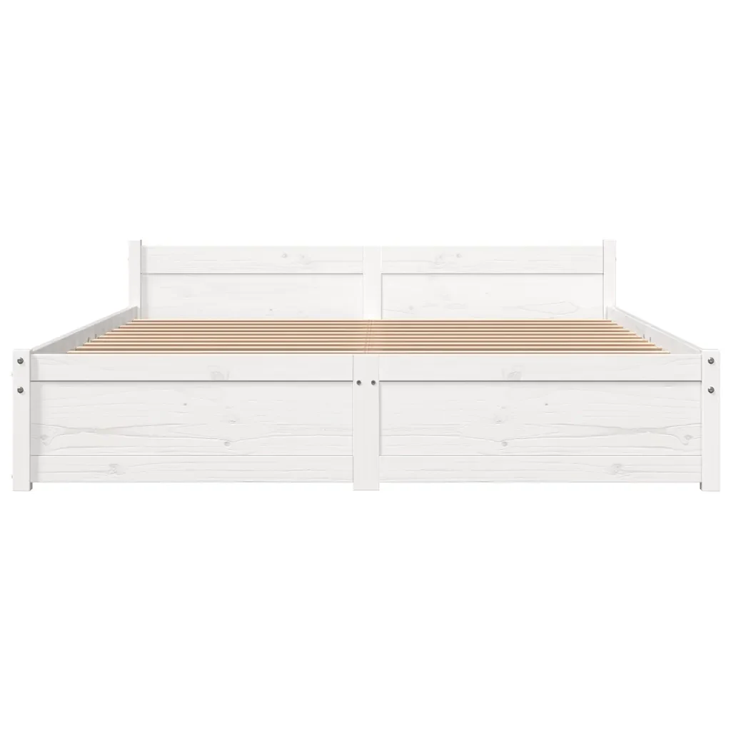 Letto matrimoniale | Letto per adulti | Giroletto Bianco in Legno Massello 150x200 cm King Size - Image 4