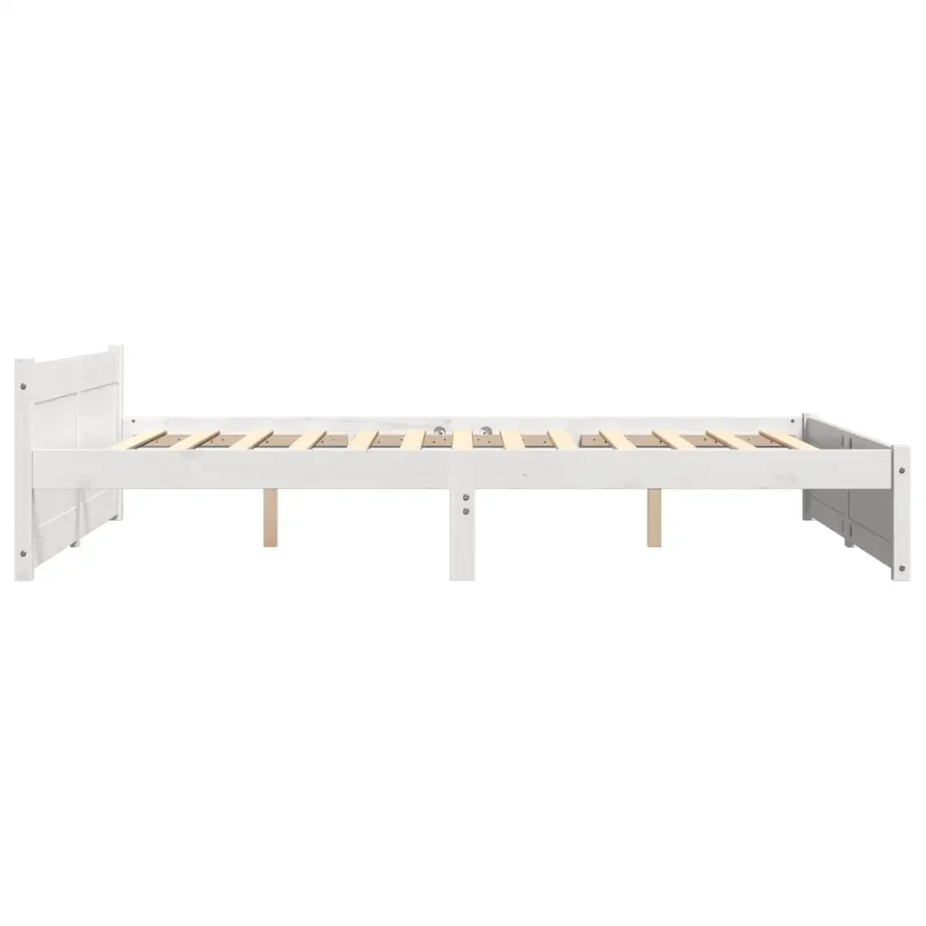 Letto matrimoniale | Letto per adulti | Giroletto Bianco in Legno Massello 150x200 cm King Size - Image 5