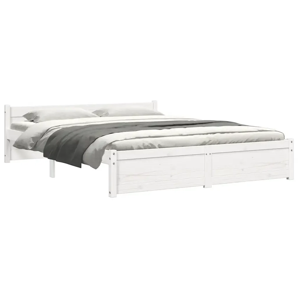 Letto matrimoniale | Letto per adulti | Giroletto Bianco in Legno Massello 150x200 cm King Size - Image 7