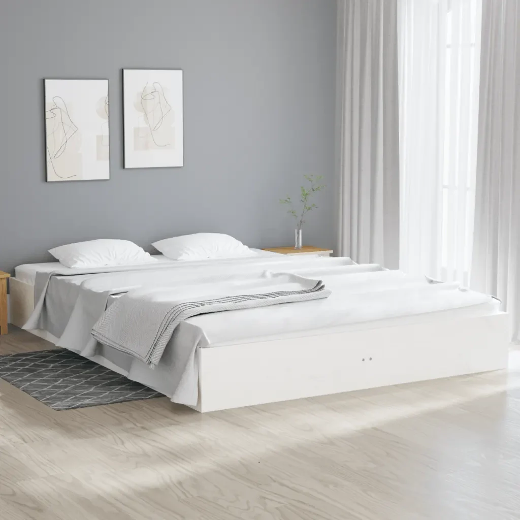 Letto matrimoniale | Letto per adulti | Giroletto Bianco in Legno Massello 150x200 cm King Size - Image 2