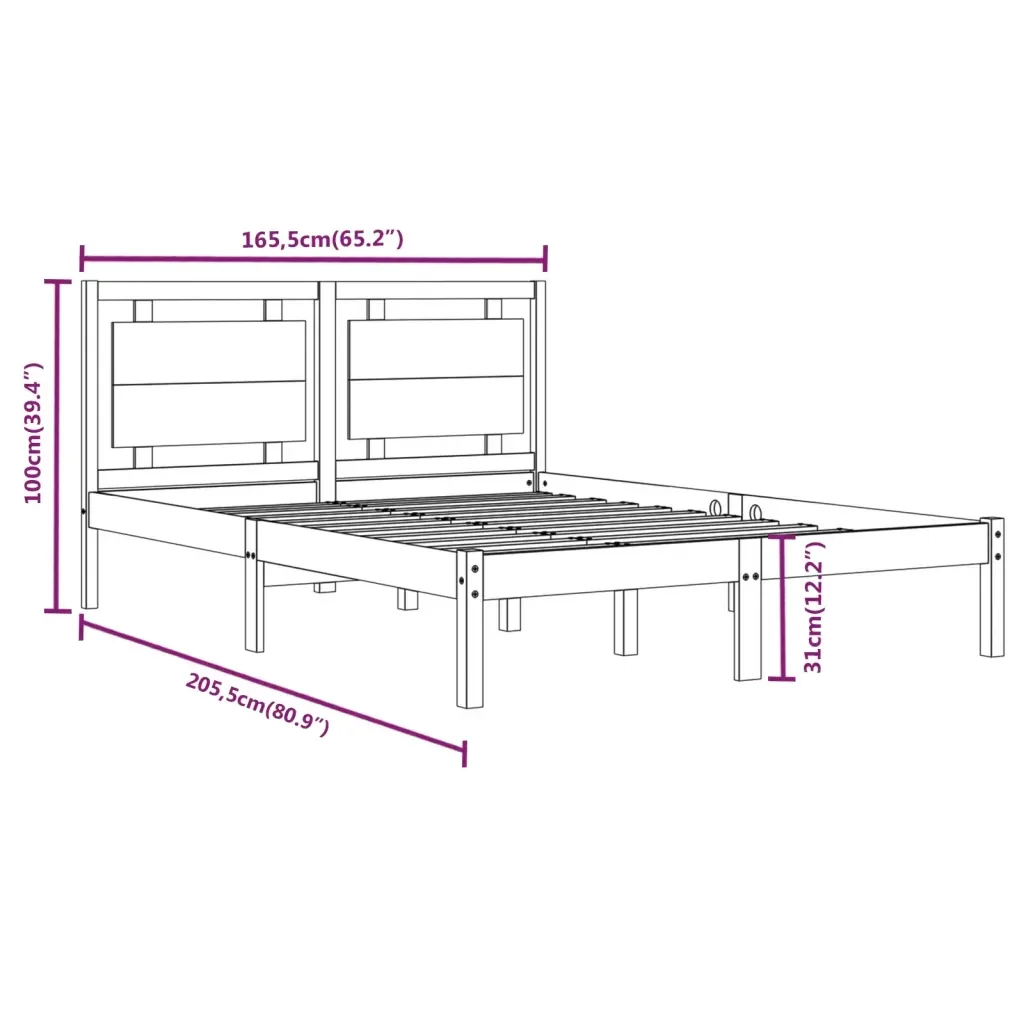 Letto matrimoniale | Letto per adulti | Giroletto Bianco in Legno Massello 160x200 cm - Image 6