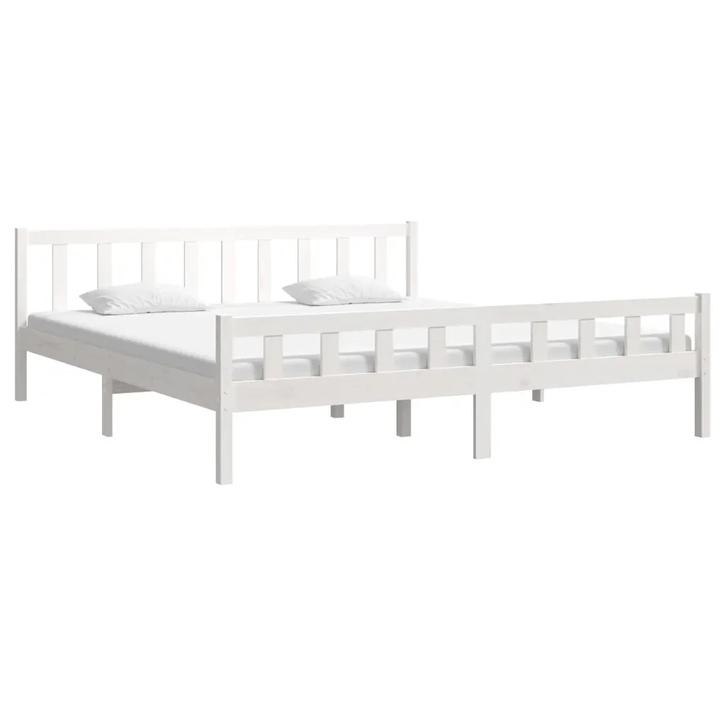 Letto matrimoniale | Letto per adulti | Giroletto Bianco in Legno Massello 160x200 cm - Image 3