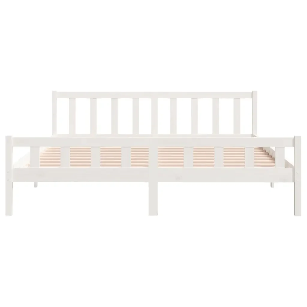 Letto matrimoniale | Letto per adulti | Giroletto Bianco in Legno Massello 160x200 cm - Image 5