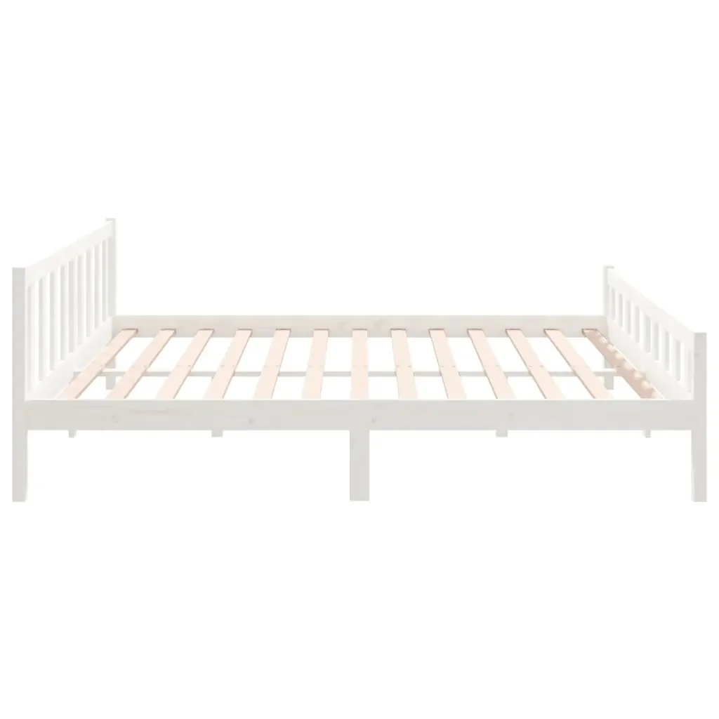 Letto matrimoniale | Letto per adulti | Giroletto Bianco in Legno Massello 160x200 cm - Image 6