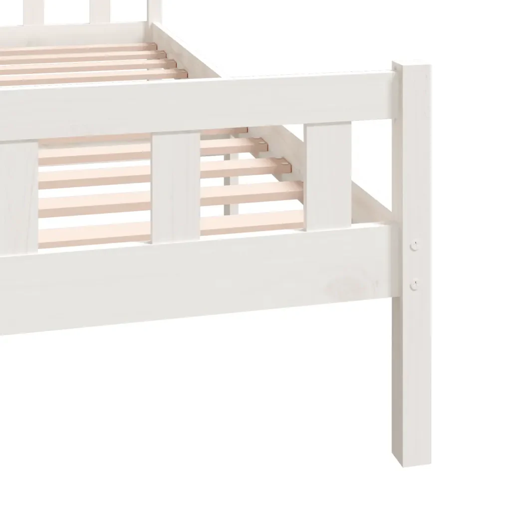 Letto matrimoniale | Letto per adulti | Giroletto Bianco in Legno Massello 160x200 cm - Image 7