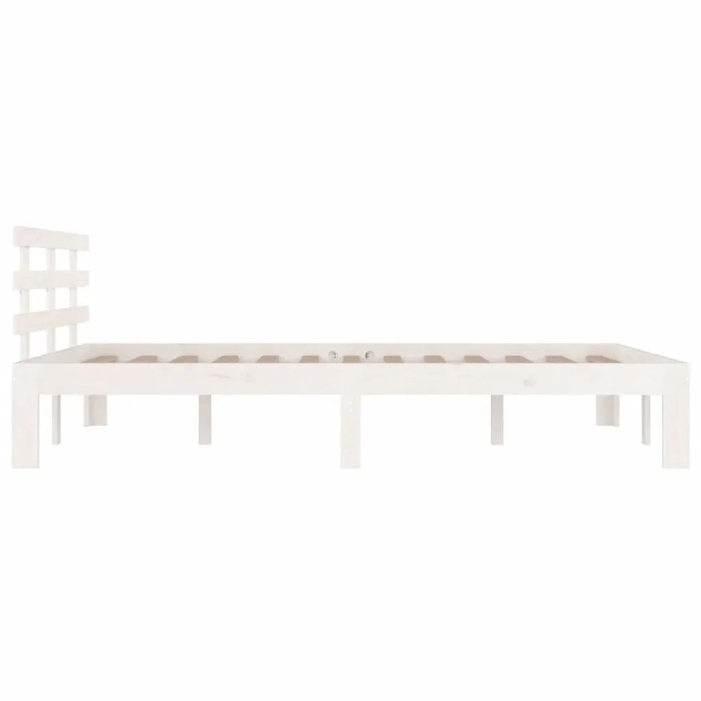 Letto matrimoniale | Letto per adulti | Giroletto Bianco in Legno Massello 160x200 cm - Image 5