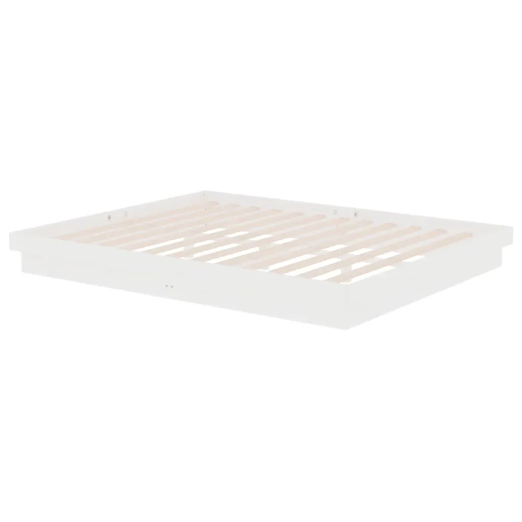 Letto matrimoniale | Letto per adulti | Giroletto Bianco in Legno Massello 160x200 cm - Image 4
