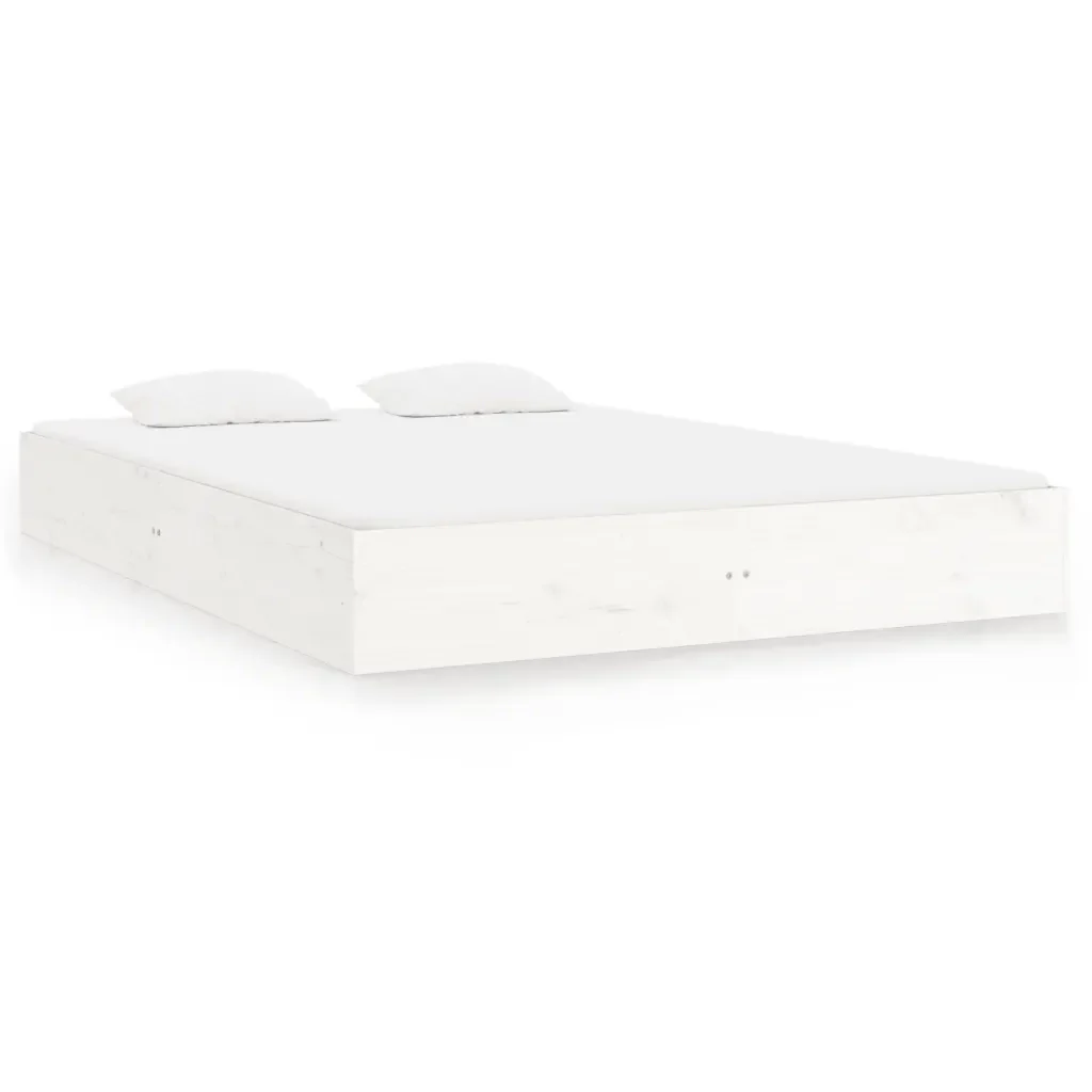 Letto matrimoniale | Letto per adulti | Giroletto Bianco in Legno Massello 160x200 cm