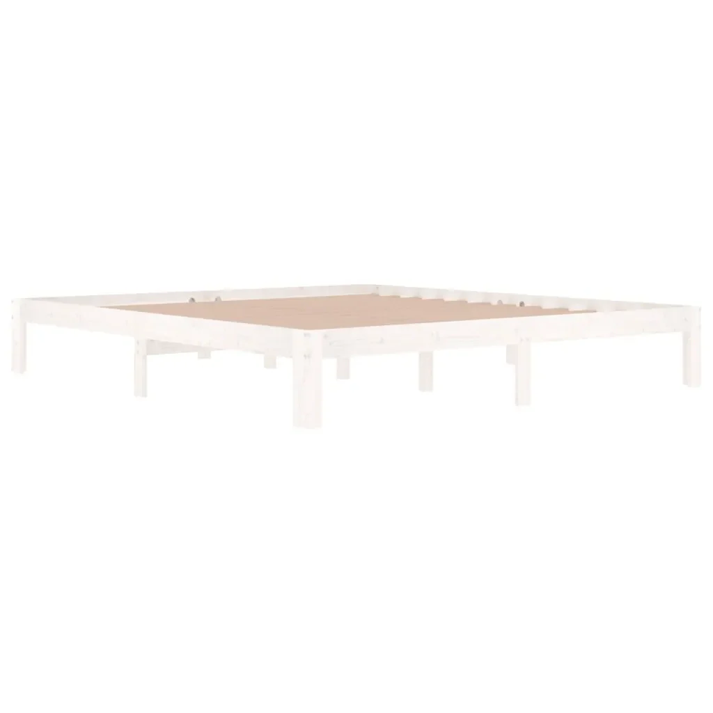 Letto matrimoniale | Letto per adulti | Giroletto Bianco in Legno Massello 180x200 cm Super King - Image 4