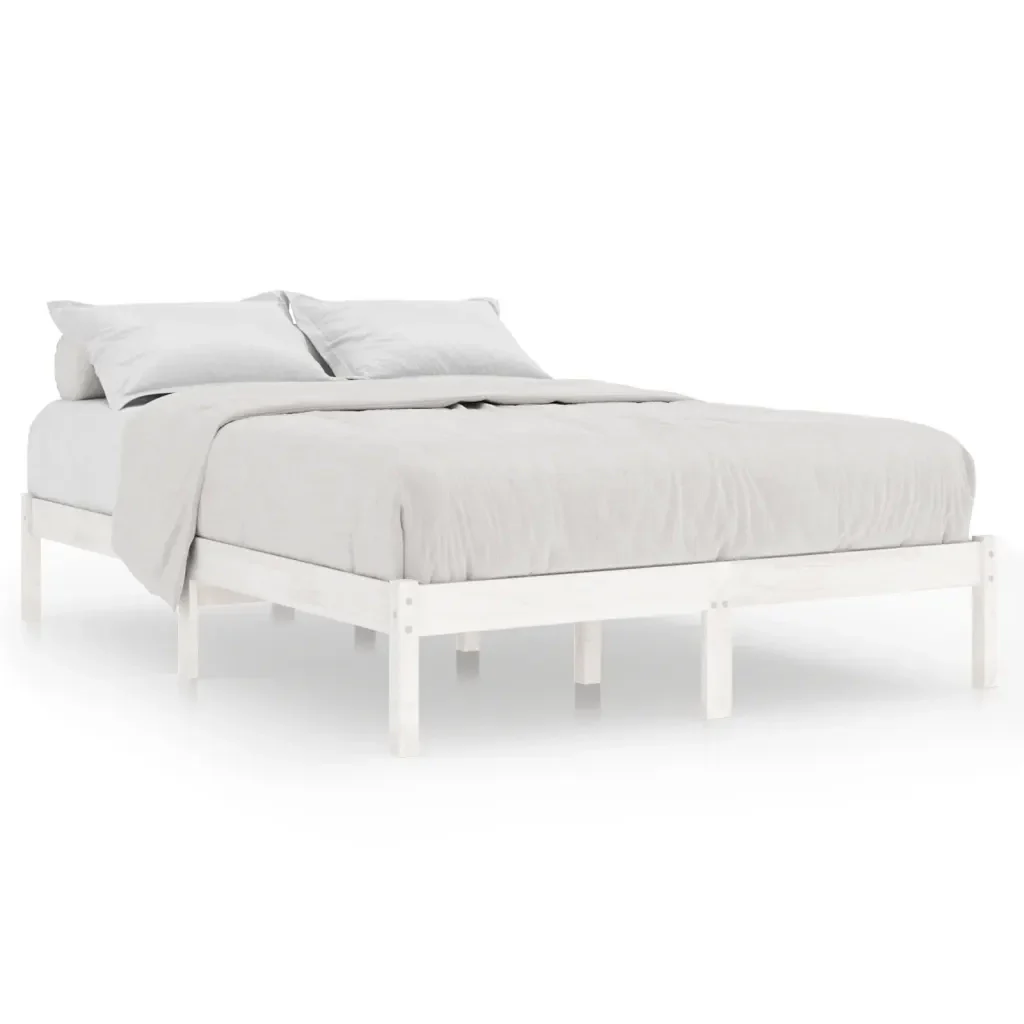 Letto matrimoniale | Letto per adulti | Giroletto Bianco in Legno Massello 180x200 cm Super King