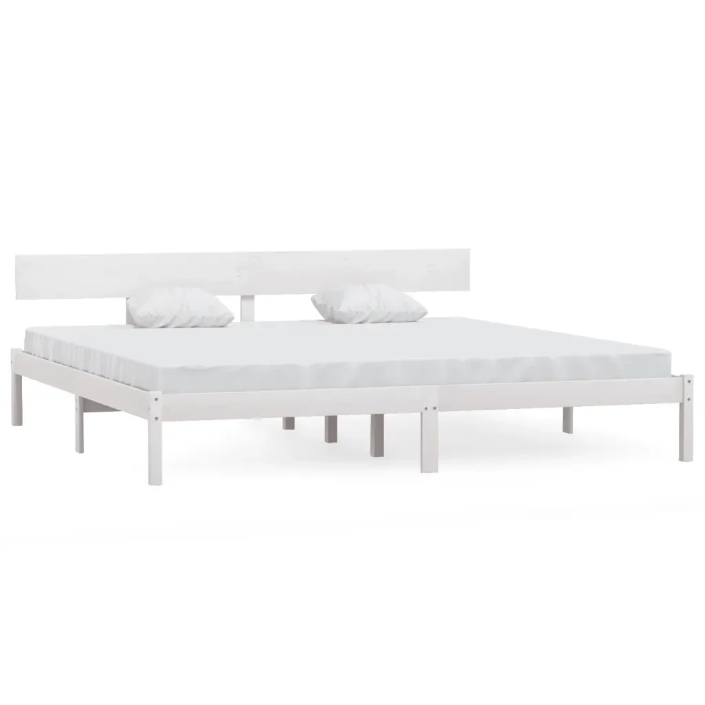 Letto matrimoniale | Letto per adulti | Giroletto Bianco in Legno Massello 180x200 cm Super King