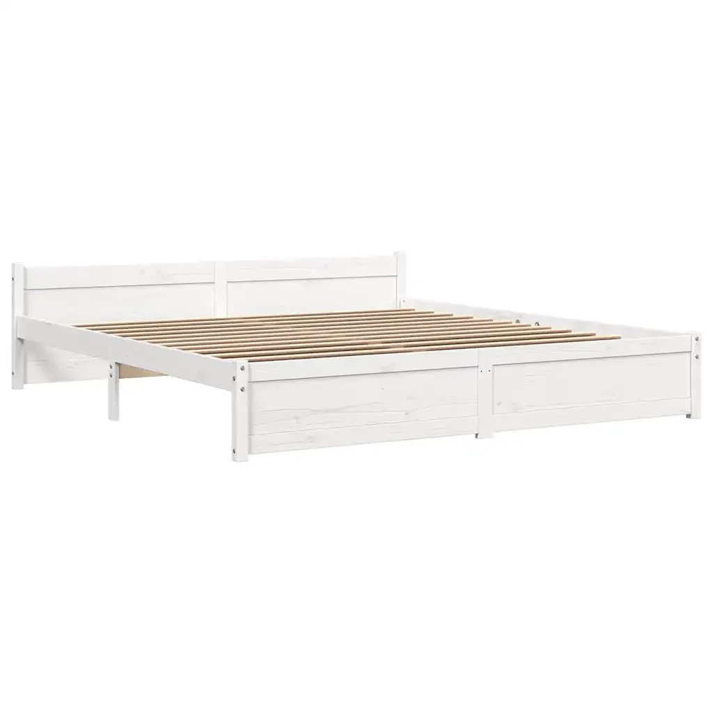 Letto matrimoniale | Letto per adulti | Giroletto Bianco in Legno Massello 180x200 cm Super King - Image 3