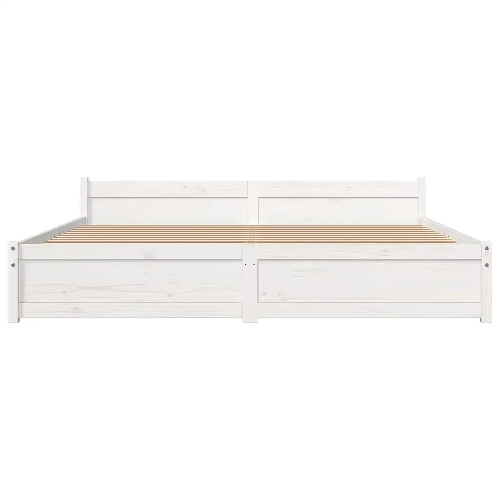 Letto matrimoniale | Letto per adulti | Giroletto Bianco in Legno Massello 180x200 cm Super King - Image 4