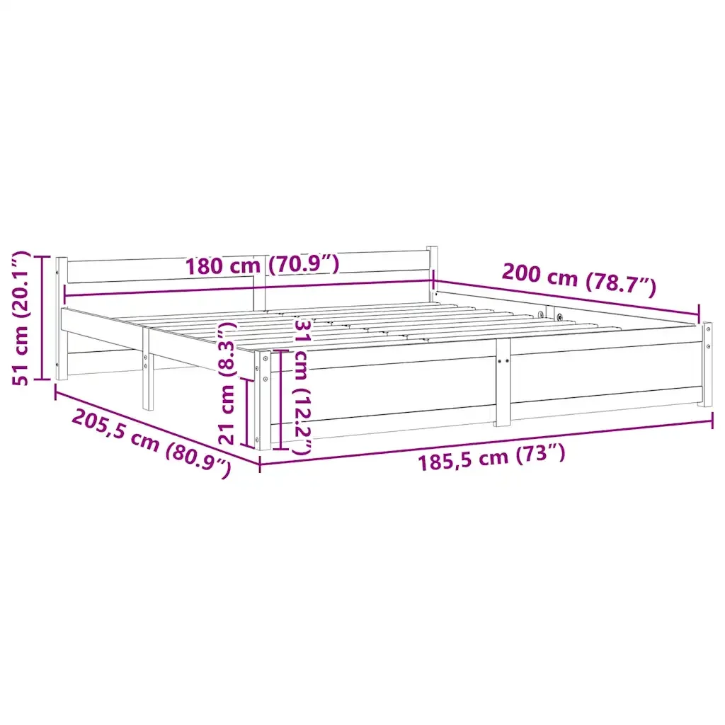 Letto matrimoniale | Letto per adulti | Giroletto Bianco in Legno Massello 180x200 cm Super King - Image 9