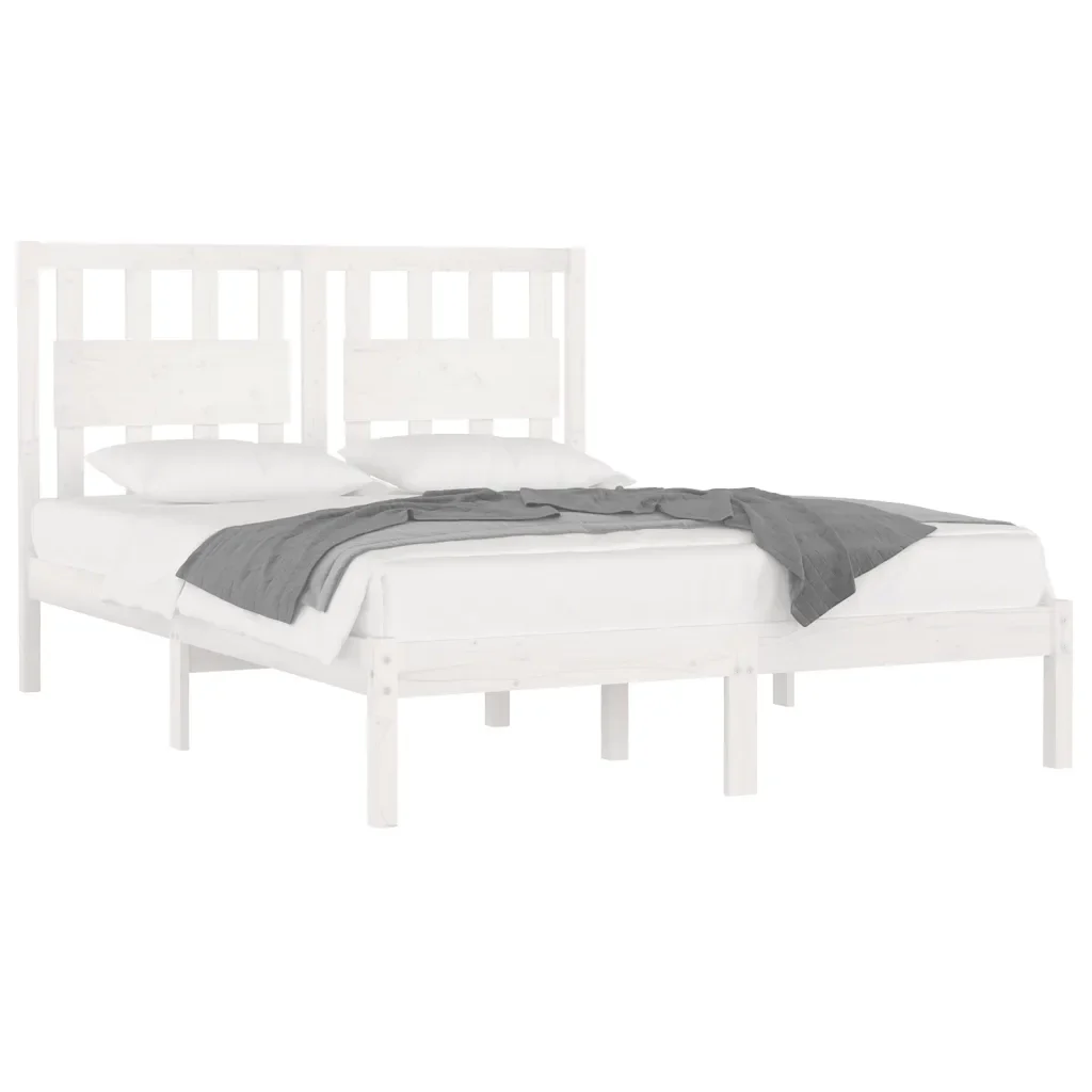 Letto matrimoniale | Letto per adulti | Giroletto Bianco in Legno Massello 180x200 cm Super King - Image 3