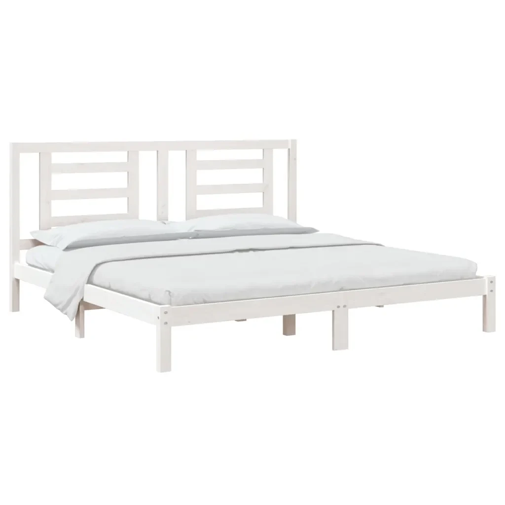 Letto matrimoniale | Letto per adulti | Giroletto Bianco in Legno Massello 180x200 cm Super King - Image 3