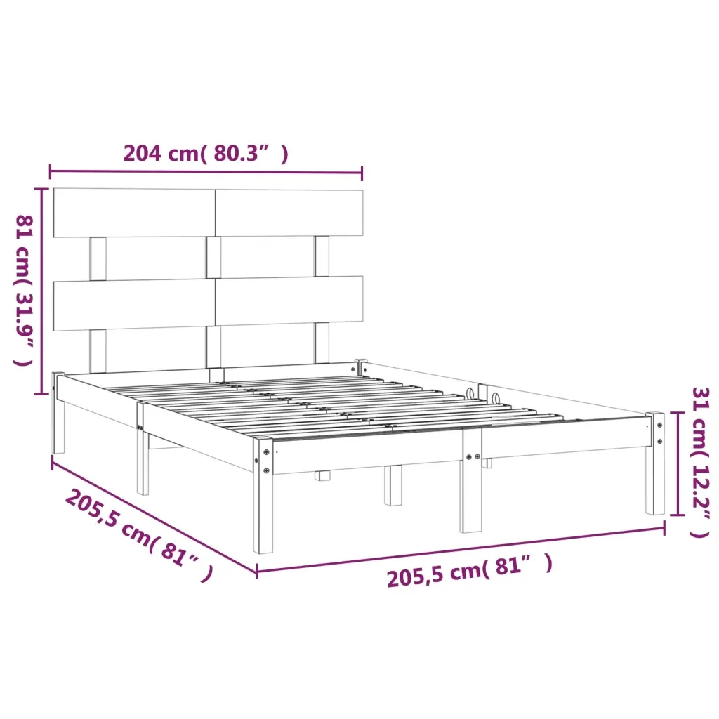Letto matrimoniale | Letto per adulti | Giroletto Bianco in Legno Massello 200x200 cm - Image 6