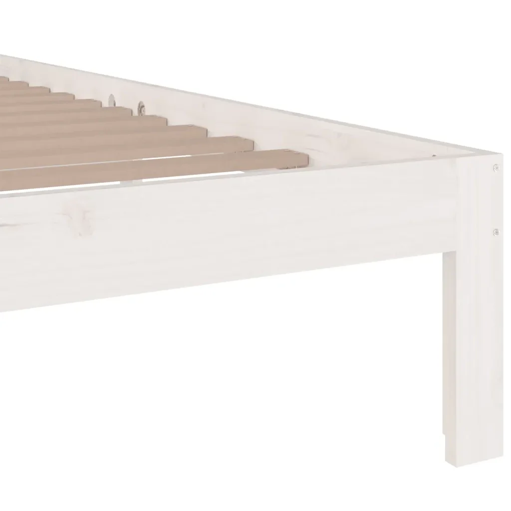 Letto matrimoniale | Letto per adulti | Giroletto Bianco in Legno Massello 200x200 cm - Image 6