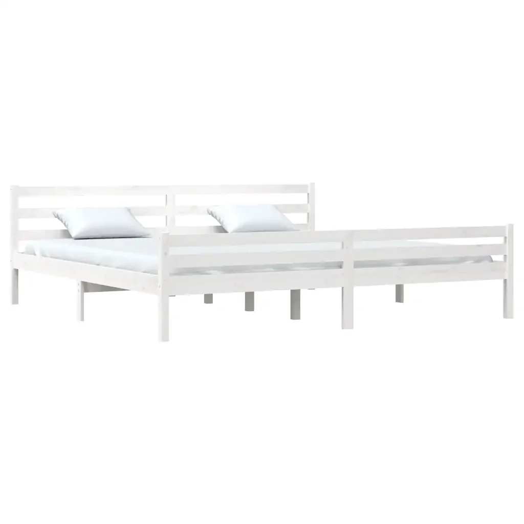Letto matrimoniale | Letto per adulti | Giroletto Bianco in Legno Massello 200x200 cm - Image 3