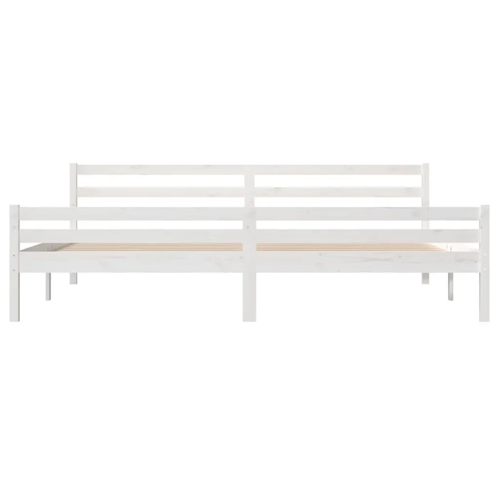 Letto matrimoniale | Letto per adulti | Giroletto Bianco in Legno Massello 200x200 cm - Image 5