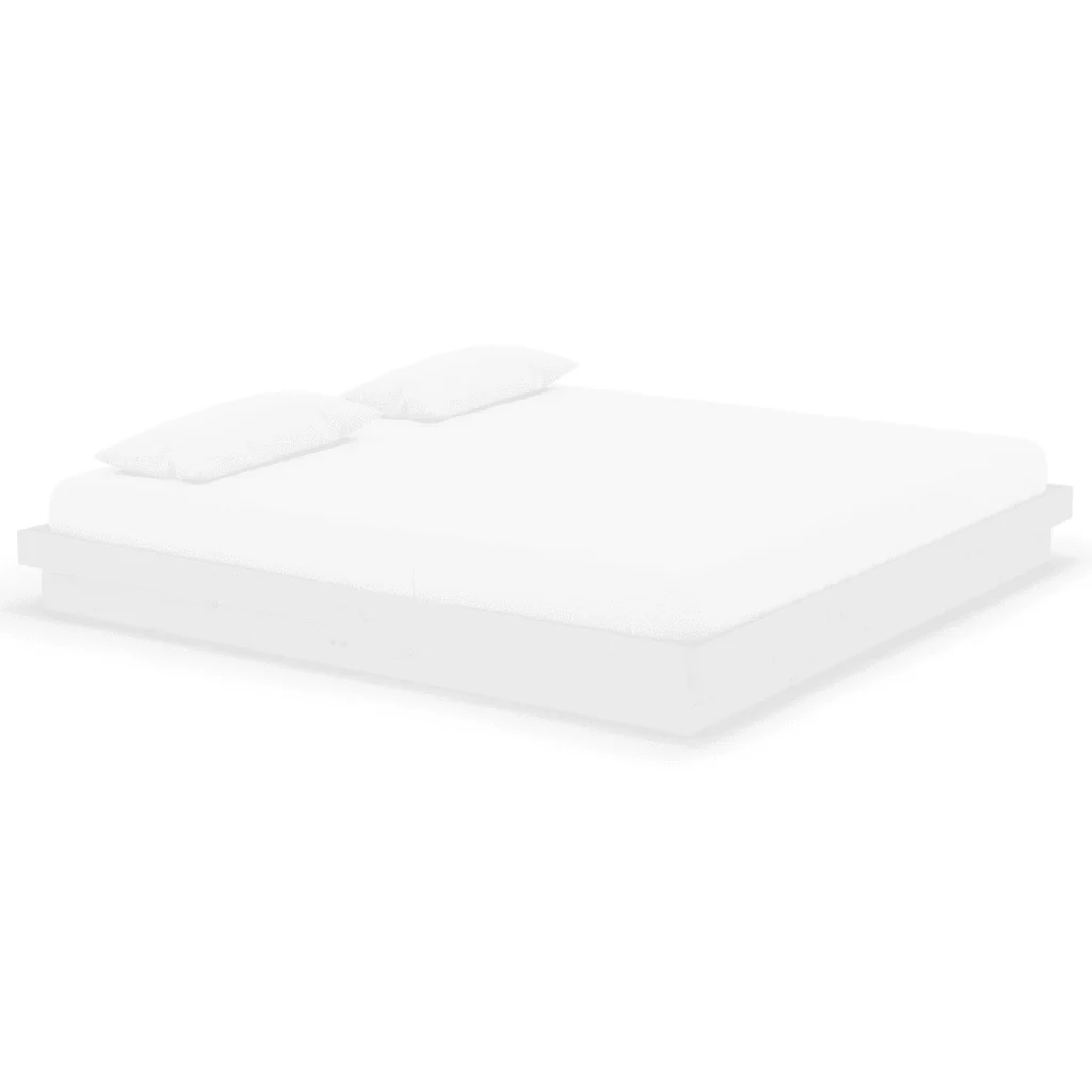Letto matrimoniale | Letto per adulti | Giroletto Bianco in Legno Massello 200x200 cm