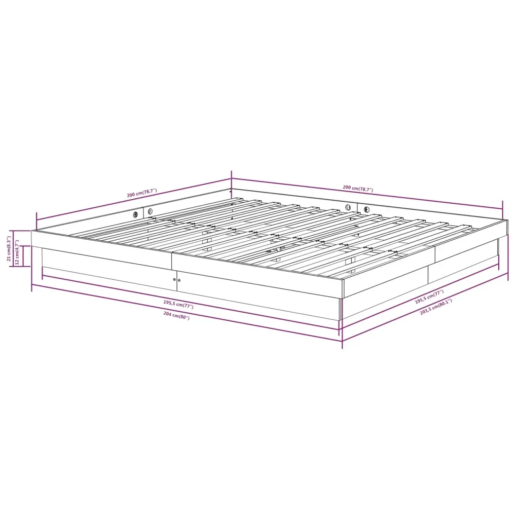 Letto matrimoniale | Letto per adulti | Giroletto Bianco in Legno Massello 200x200 cm - Image 10