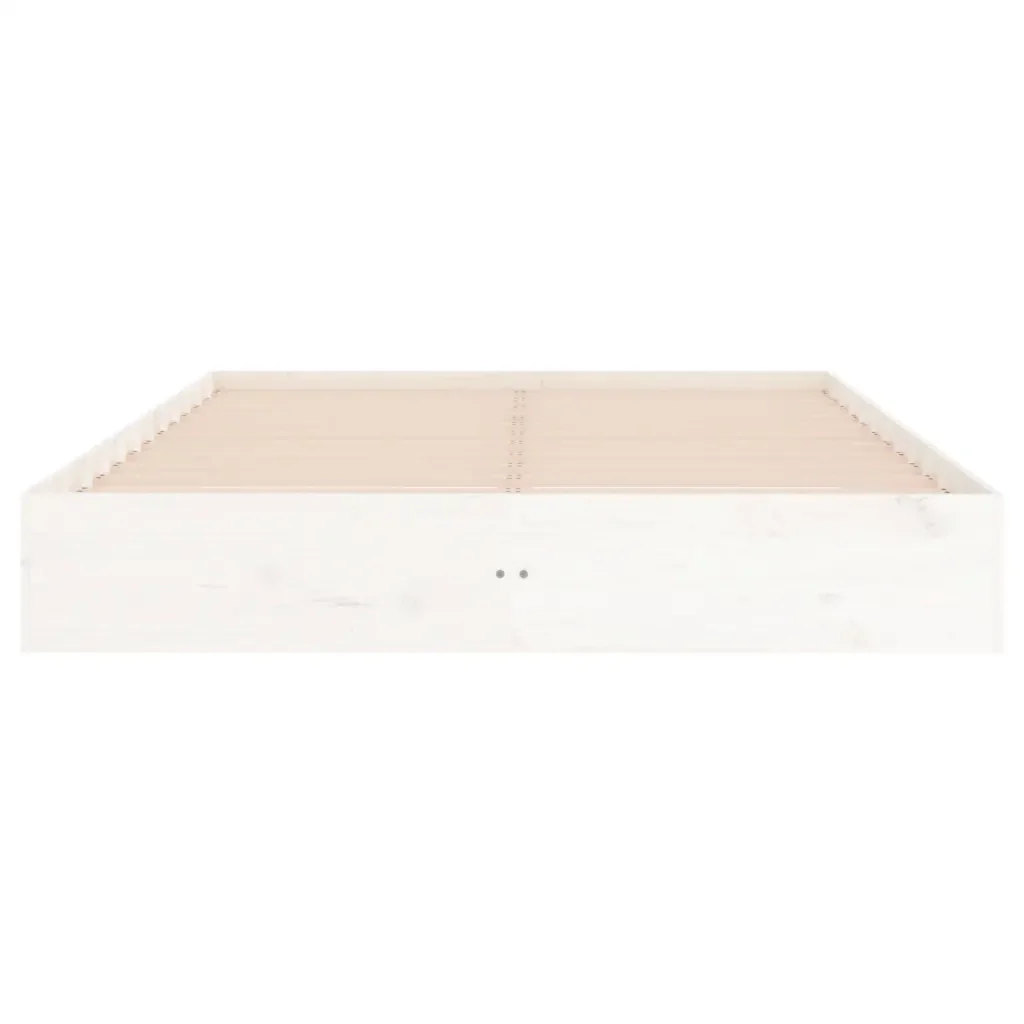 Letto matrimoniale | Letto per adulti | Giroletto Bianco in Legno Massello 200x200 cm - Image 5