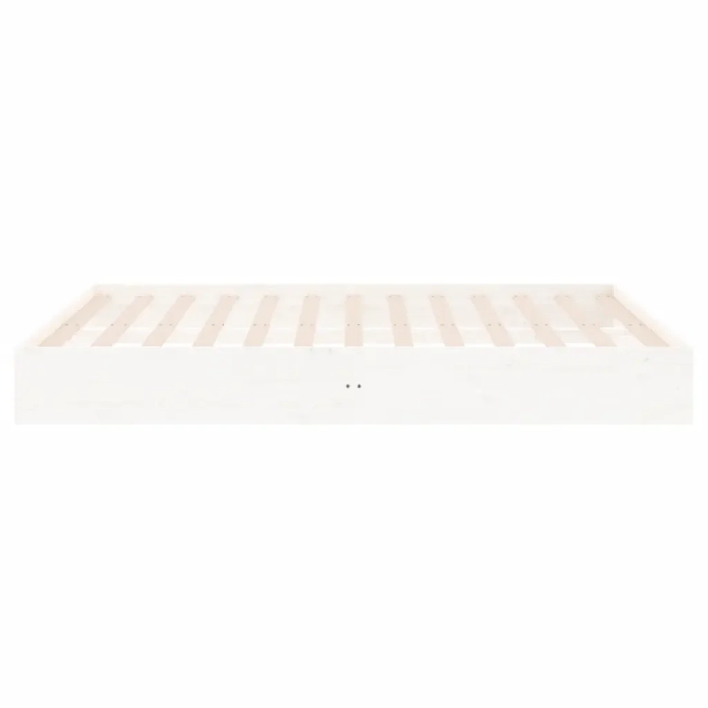 Letto matrimoniale | Letto per adulti | Giroletto Bianco in Legno Massello 200x200 cm - Image 6