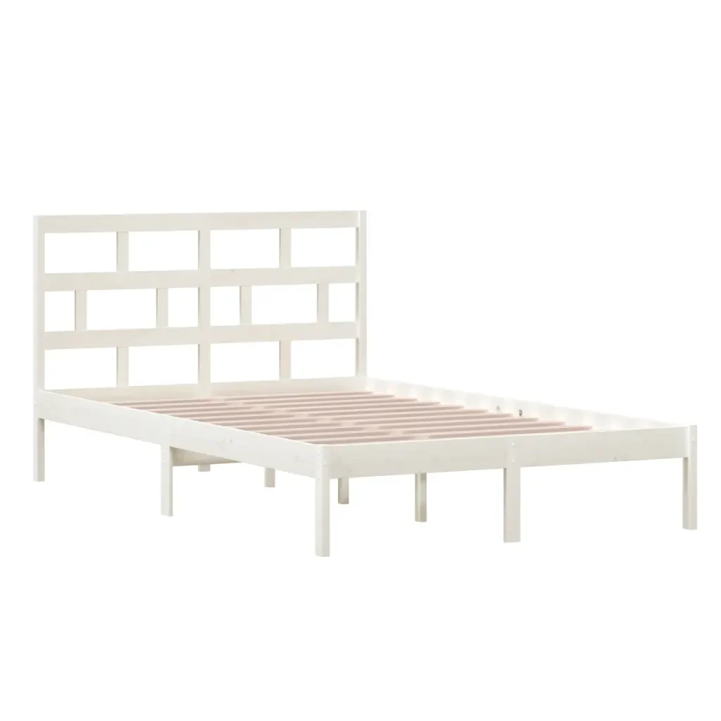 Letto matrimoniale | Letto per adulti | Giroletto Bianco in Legno Massello di Pino 120x200 cm - Image 3