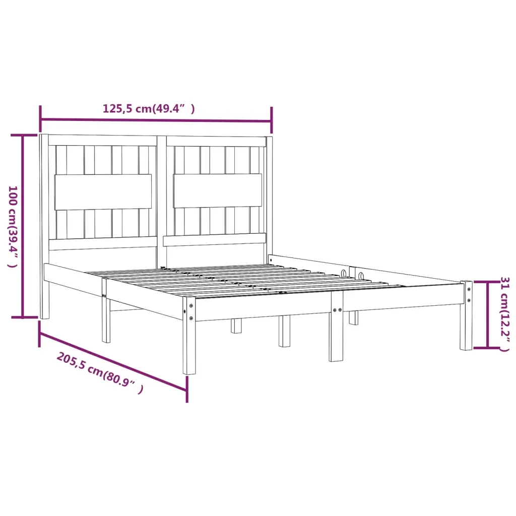 Letto matrimoniale | Letto per adulti | Giroletto Bianco in Legno Massello di Pino 120x200 cm - Image 6