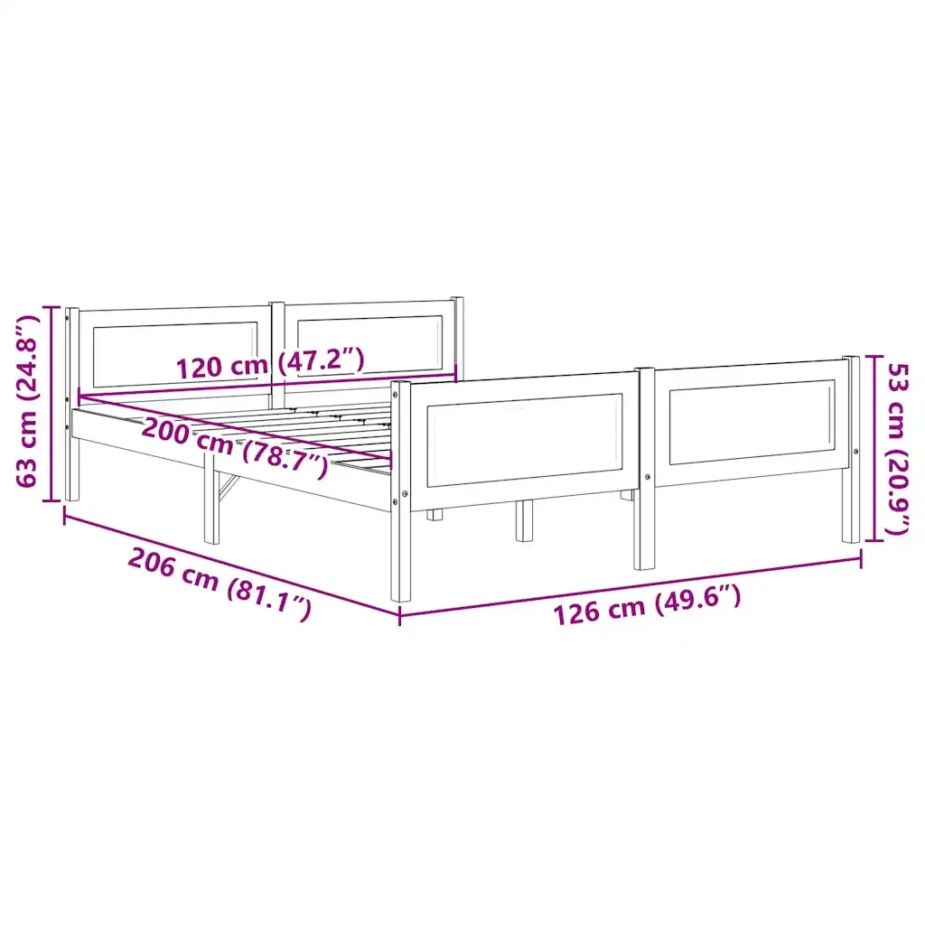 Letto matrimoniale | Letto per adulti | Giroletto Bianco in Legno Massello di Pino 120x200 cm - Image 6