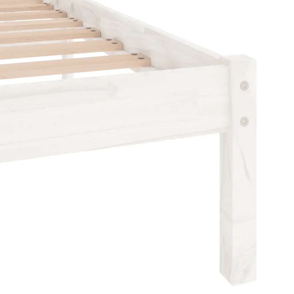 Letto matrimoniale | Letto per adulti | Giroletto Bianco in Legno Massello di Pino 120x200 cm - Image 6