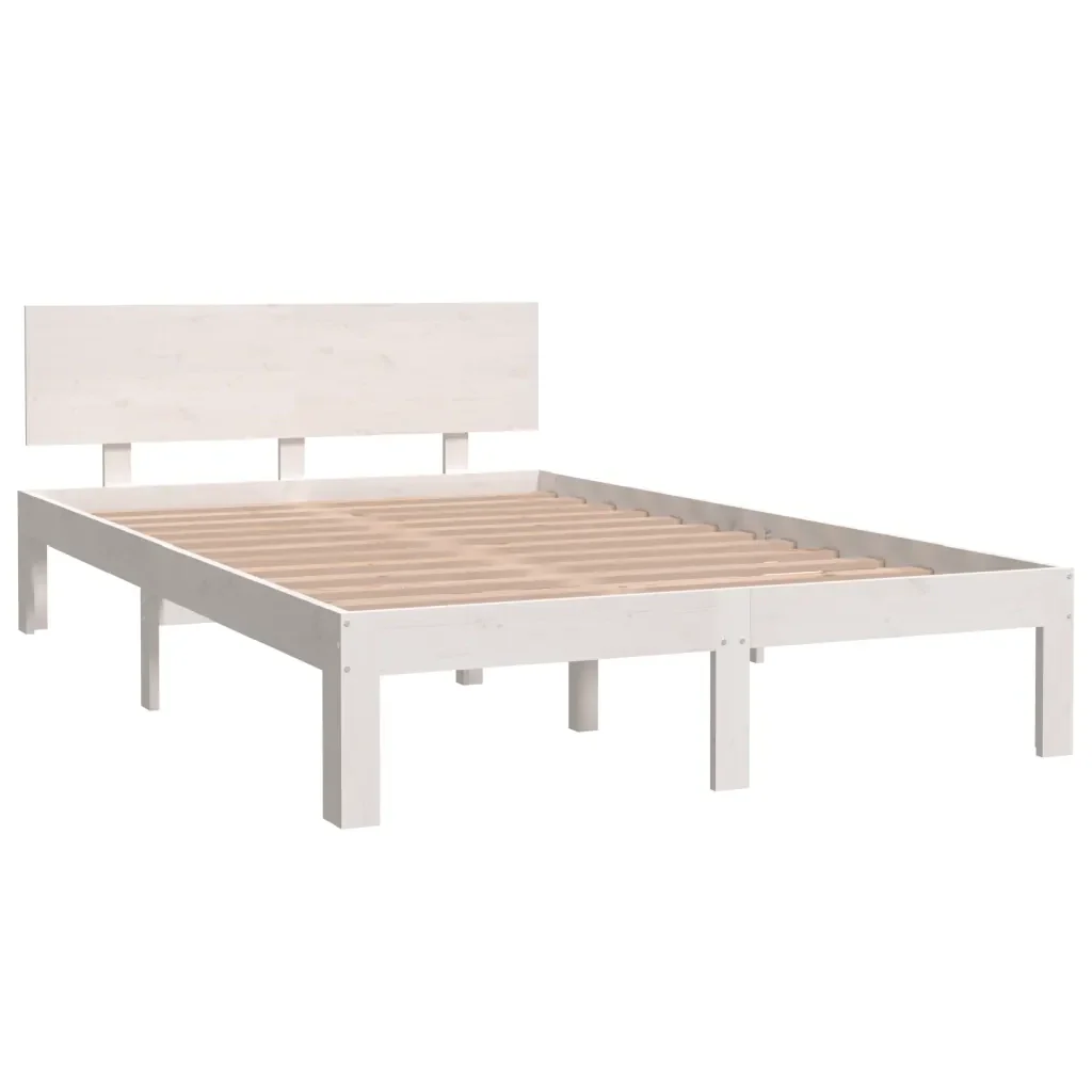 Letto matrimoniale | Letto per adulti | Giroletto Bianco in Legno Massello di Pino 120x200 cm - Image 3