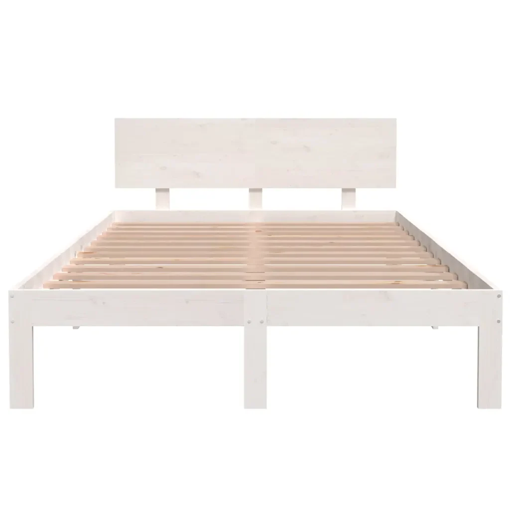 Letto matrimoniale | Letto per adulti | Giroletto Bianco in Legno Massello di Pino 120x200 cm - Image 4