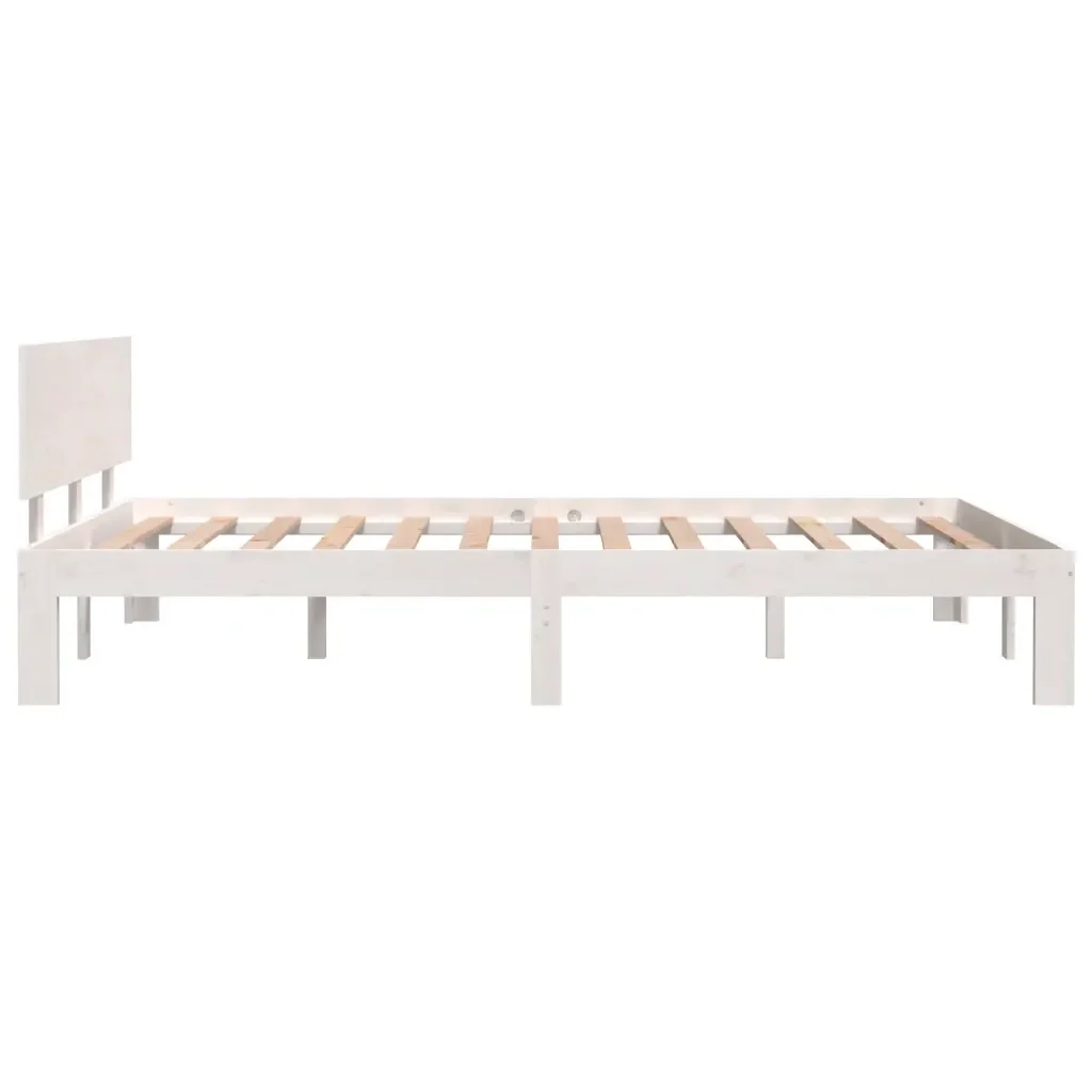 Letto matrimoniale | Letto per adulti | Giroletto Bianco in Legno Massello di Pino 120x200 cm - Image 5