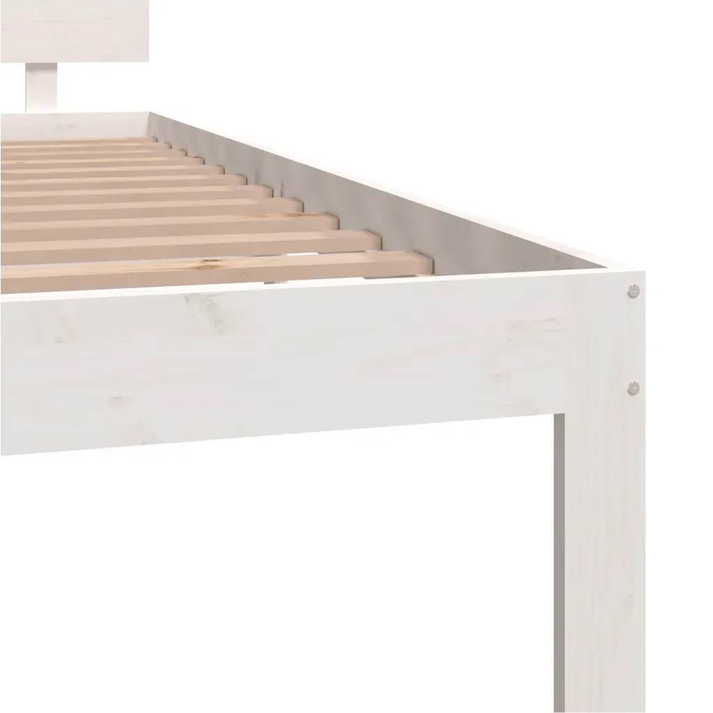 Letto matrimoniale | Letto per adulti | Giroletto Bianco in Legno Massello di Pino 120x200 cm - Image 6