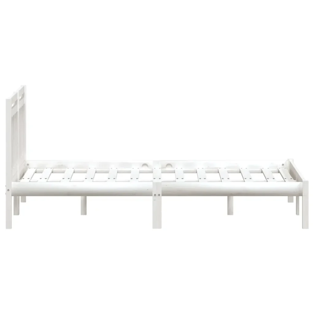 Letto matrimoniale | Letto per adulti | Giroletto Bianco in Legno Massello di Pino 140x190 cm - Image 5