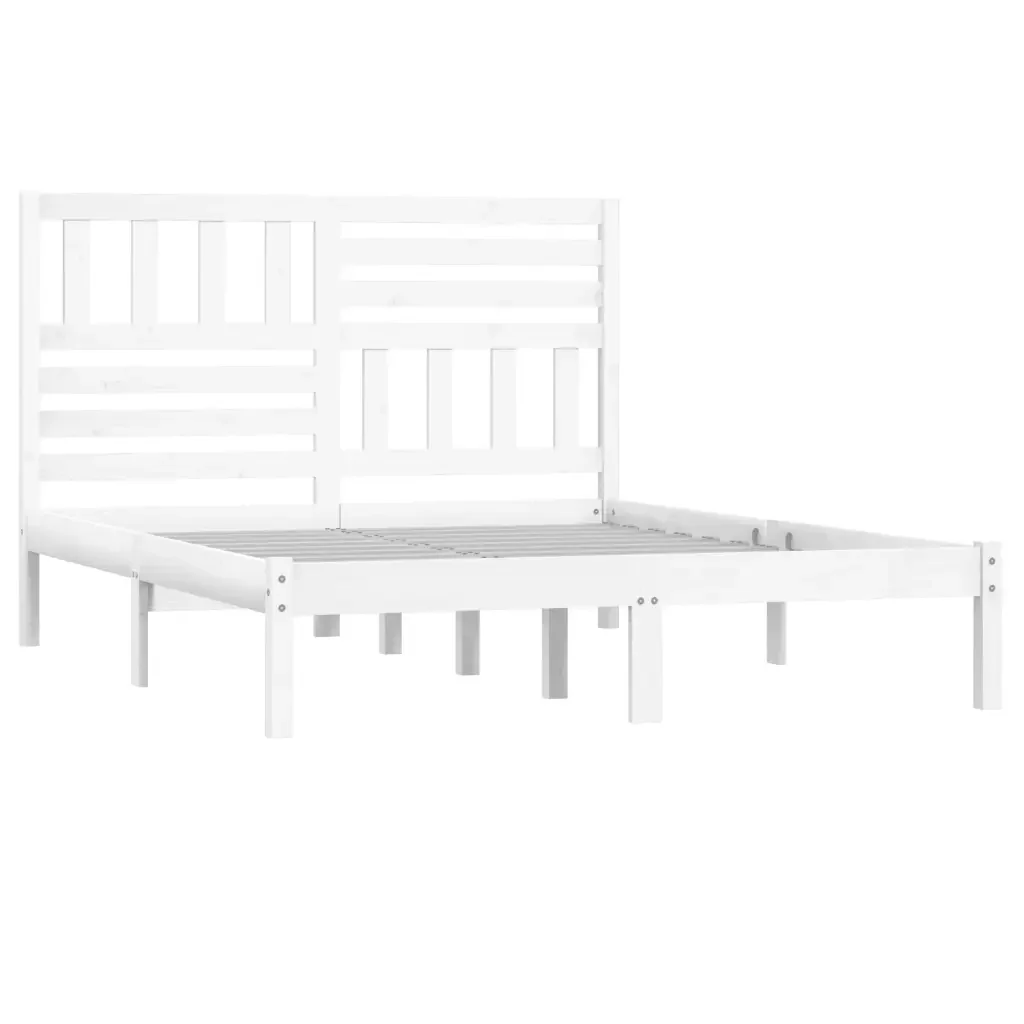 Letto matrimoniale | Letto per adulti | Giroletto Bianco in Legno Massello di Pino 140x190 cm - Image 3