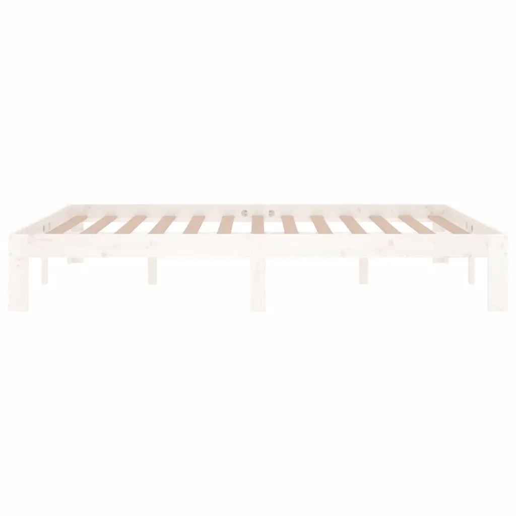 Letto matrimoniale | Letto per adulti | Giroletto Bianco in Legno Massello di Pino 140x190 cm - Image 5