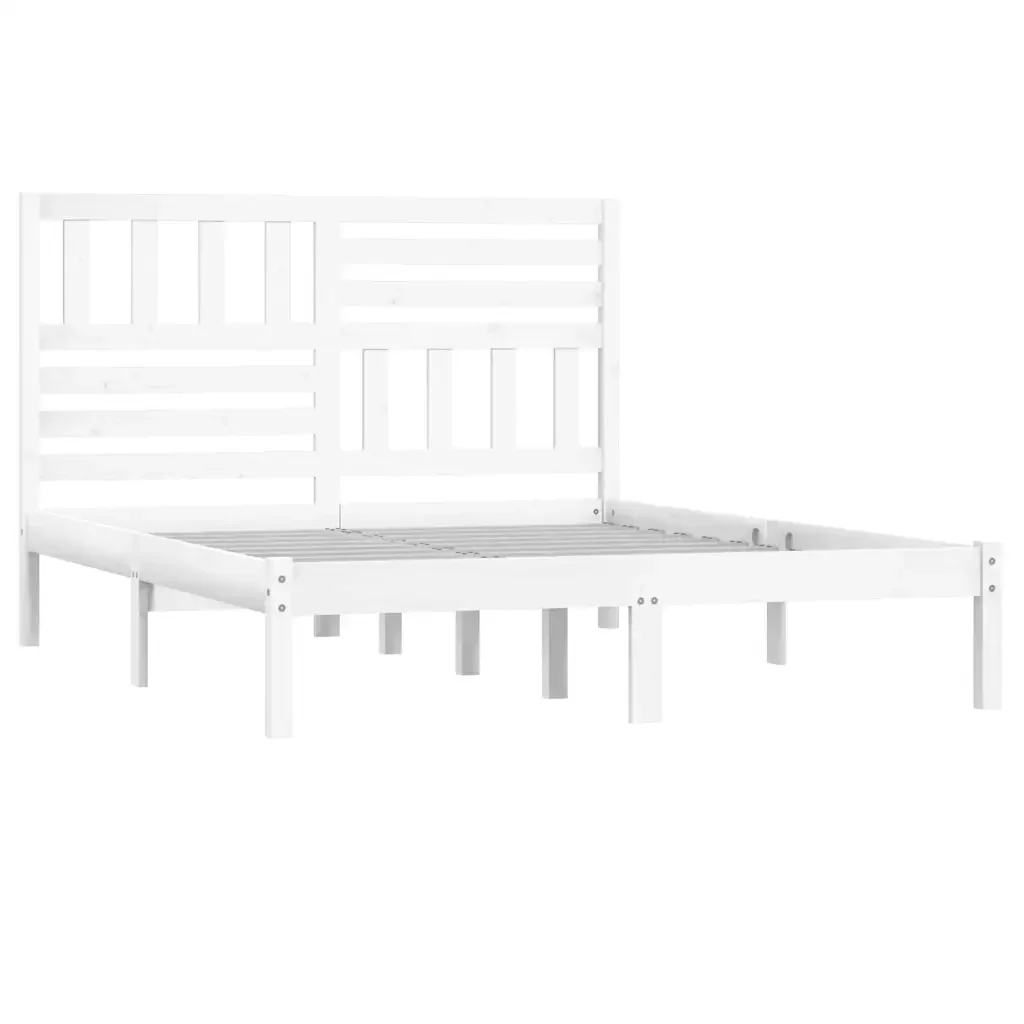Letto matrimoniale | Letto per adulti | Giroletto Bianco in Legno Massello di Pino 140x200 cm - Image 3