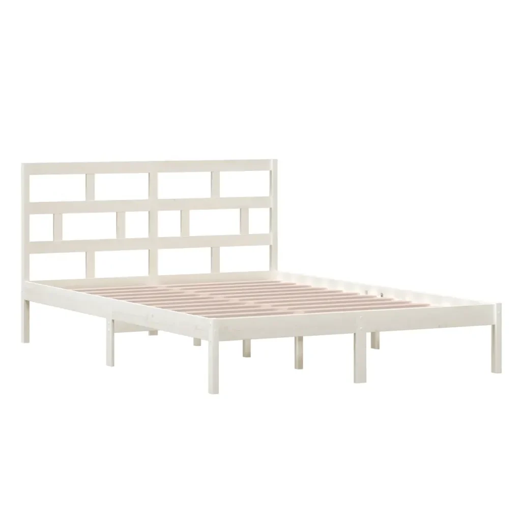 Letto matrimoniale | Letto per adulti | Giroletto Bianco in Legno Massello di Pino 140x200 cm - Image 3