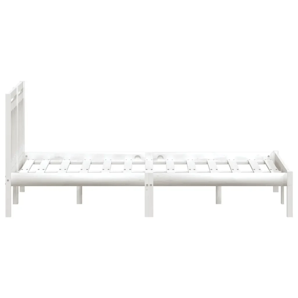 Letto matrimoniale | Letto per adulti | Giroletto Bianco in Legno Massello di Pino 140x200 cm - Image 5