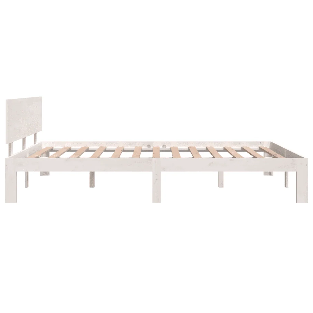 Letto matrimoniale | Letto per adulti | Giroletto Bianco in Legno Massello di Pino 140x200 cm - Image 5