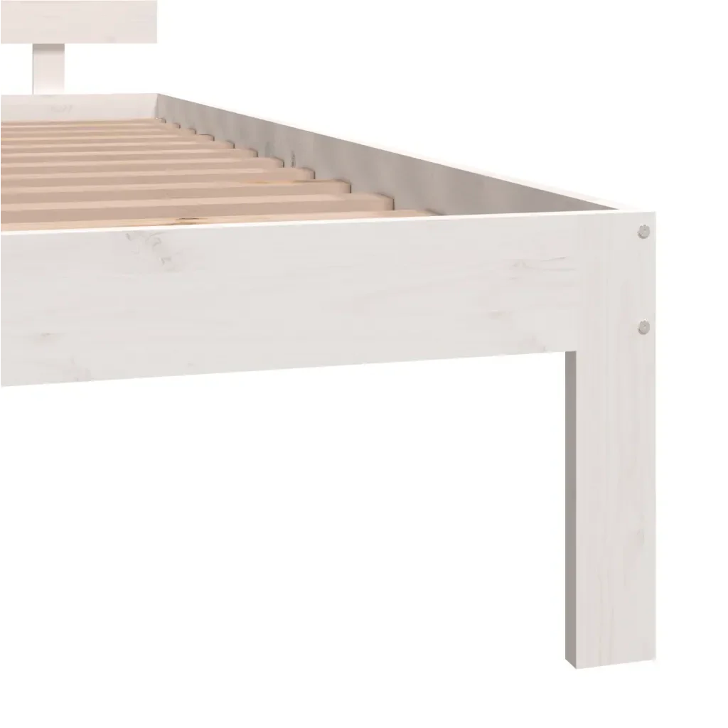 Letto matrimoniale | Letto per adulti | Giroletto Bianco in Legno Massello di Pino 140x200 cm - Image 6