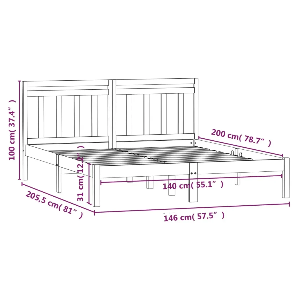 Letto matrimoniale | Letto per adulti | Giroletto Bianco in Legno Massello di Pino 140x200 cm - Image 9