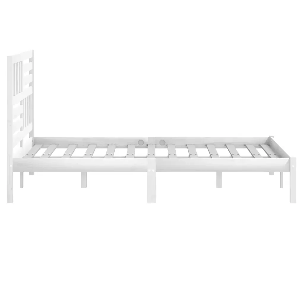Letto matrimoniale | Letto per adulti | Giroletto Bianco in Legno Massello di Pino 160x200 cm - Image 5