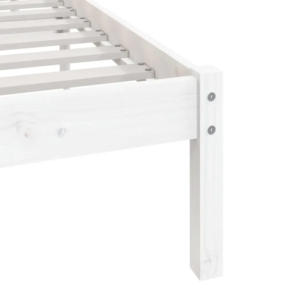 Letto matrimoniale | Letto per adulti | Giroletto Bianco in Legno Massello di Pino 160x200 cm - Image 7