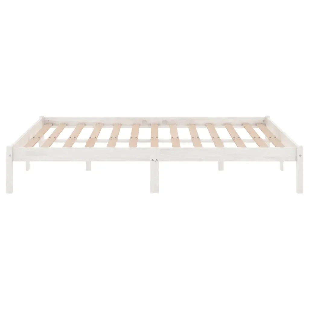 Letto matrimoniale | Letto per adulti | Giroletto Bianco in Legno Massello di Pino 160x200 cm - Image 5