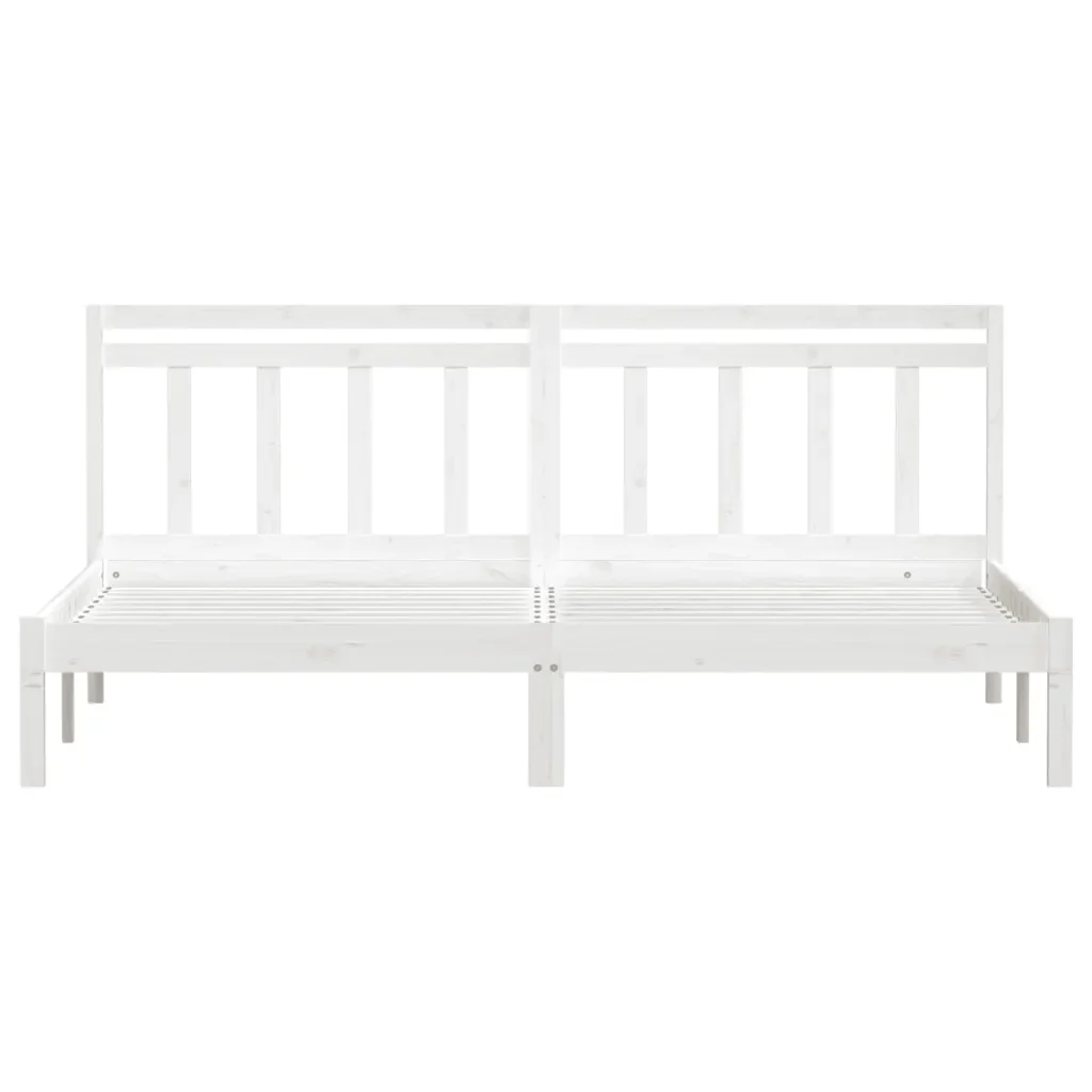 Letto matrimoniale | Letto per adulti | Giroletto Bianco in Legno Massello di Pino 160x200 cm - Image 4