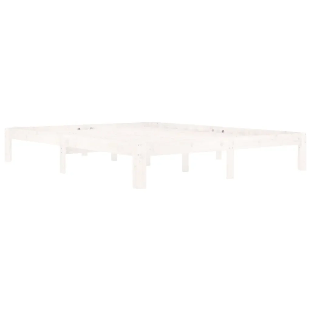 Letto matrimoniale | Letto per adulti | Giroletto Bianco in Legno Massello di Pino 160x200 cm - Image 4
